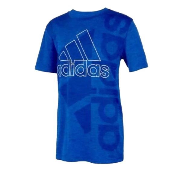 🆕 ADIDAS BOYS SIZE 8 Small ~ DOUBLE LOGO GRAPHIC SHORT SLEEVE T-SHIRT